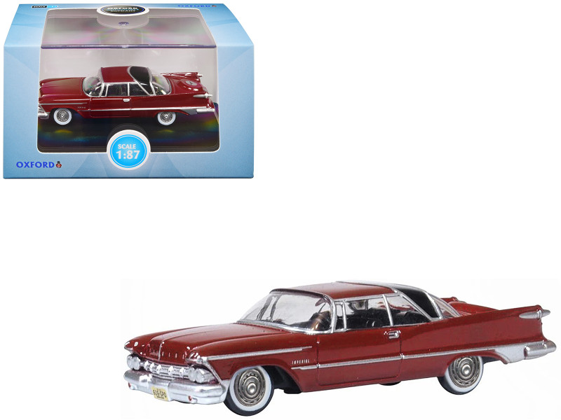 1959 Chrysler Imperial Crown 2 Door Hardtop Radiant Red with Black Top 1/87 (HO) Scale Diecast Model Car Oxford Diecast 87IC59003