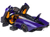 McLaren Speedtail Lantana Purple Metallic with Black Top and Yellow Interior and Suitcase Accessories 1/18 Model Car Autoart 76089