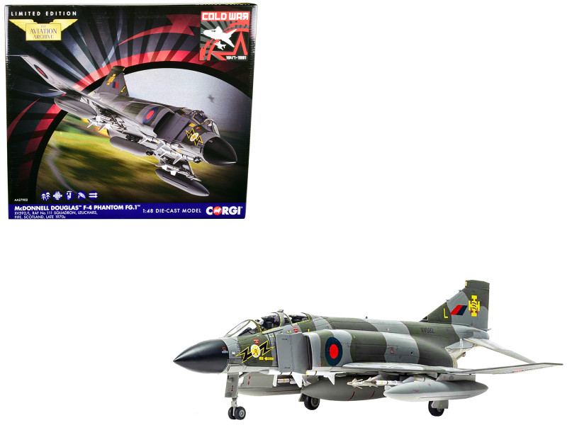 McDonnell Douglas F 4 Phantom FG 1 Fighter Aircraft XV592 L RAF 111 Squadron Leuchars Fife Scotland 1970s The Aviation Archive Series 1/48 Diecast Model Corgi AA27902