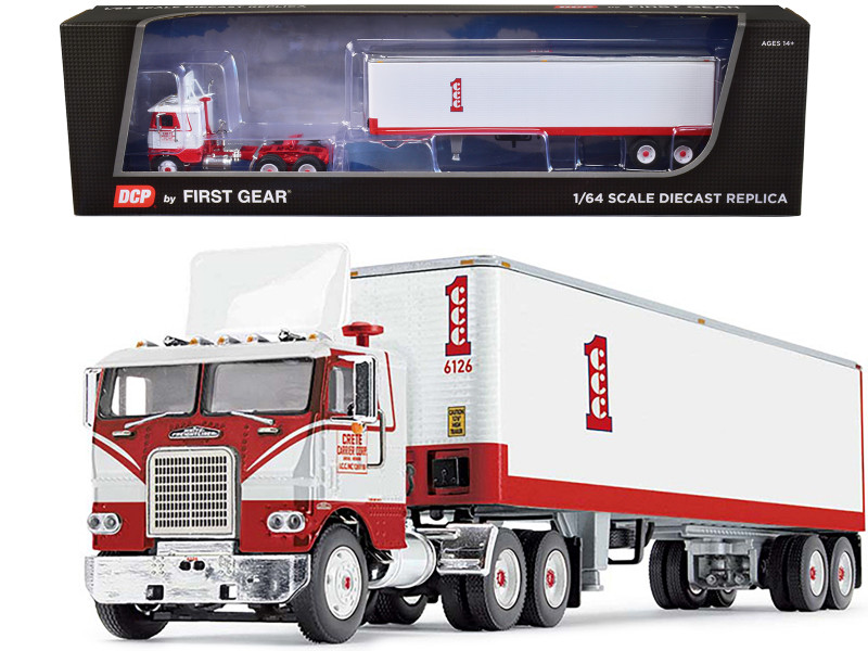 Freightliner COE with Vintage Air Foil with 40 Vintage Dry Goods Trailer White and Red Crete Carrier 1/64 Diecast Model DCP/First Gear 60-1628
