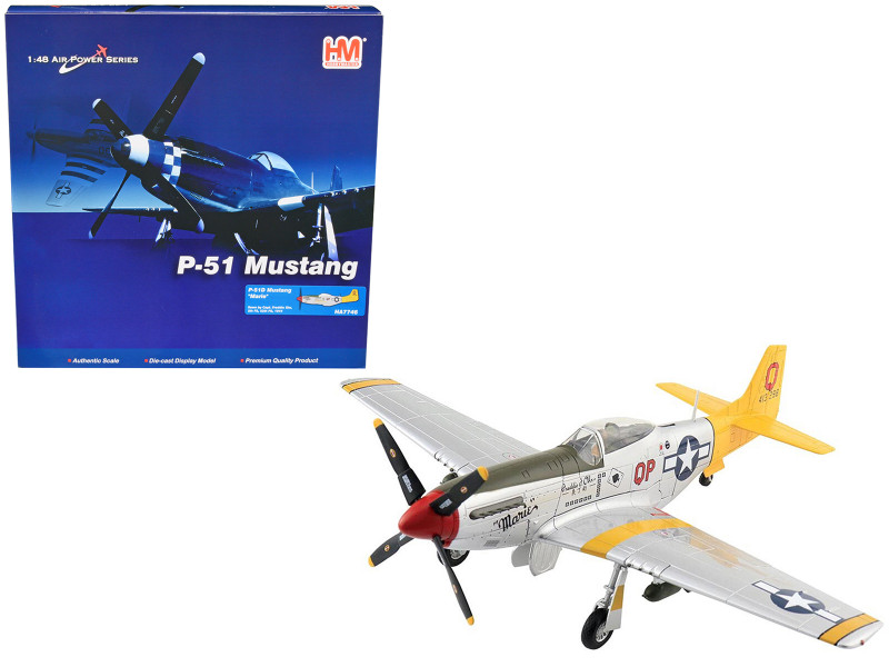 North American P 51D Mustang Fighter Aircraft Marie Capt Freddie Ohr 2th FS 52th FG 1944 Air Power Series 1/48 Diecast Model Hobby Master HA7746