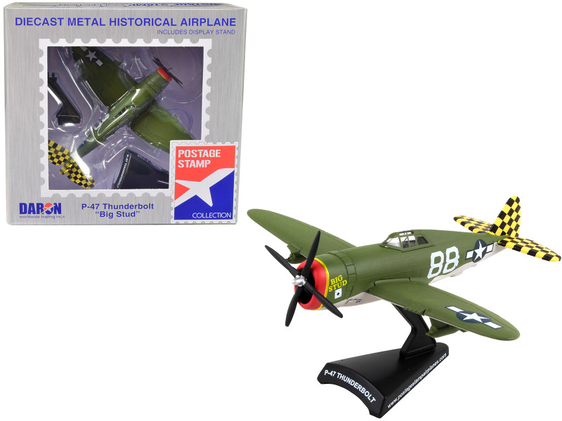 Republic P 47 Thunderbolt Fighter Aircraft Big Stud United States Army Air Force 1/100 Diecast Model Airplane Postage Stamp PS5359-2