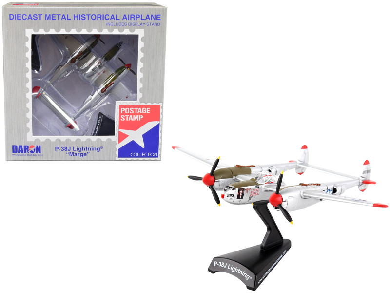 Lockheed P 38J Lightning Fighter Aircraft Marge Pilot Richard Ira Dick Bong United States Air Force 1/115 Diecast Model Airplane Postage Stamp PS5362-3