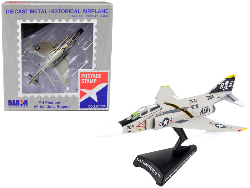 McDonnell Douglas F 4B Phantom II Fighter Aircraft VFA 84 Jolly Rogers United States Navy 1/155 Diecast Model Airplane Postage Stamp PS5384-4