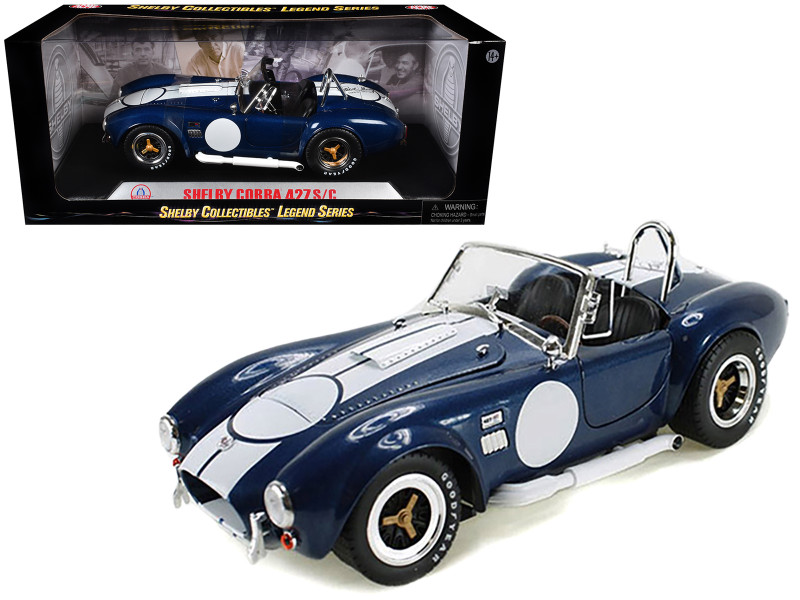 1965 Shelby Cobra 427 S/C Blue With Printed Carroll Shelby Signature 1/18 Diecast Model Car Shelby Collectibles SC121-1