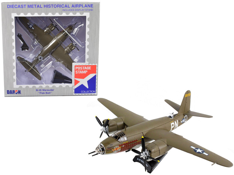 Martin B 26 Marauder Bomber Aircraft Flak Bait United States Army Air Forces 1/107 Diecast Model Airplane Postage Stamp PS5562-2