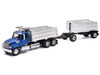 Freightliner 114SD Dump Truck with Twin Dump Body Blue Long Haul Trucker Series 1/32 Diecast Model New Ray 10973