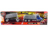 Freightliner 114SD Dump Truck with Twin Dump Body Blue Long Haul Trucker Series 1/32 Diecast Model New Ray 10973