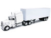 Peterbilt 379 Truck with Dry Goods Trailer White Long Haul Trucker Series 1/32 Diecast Model New Ray 14363