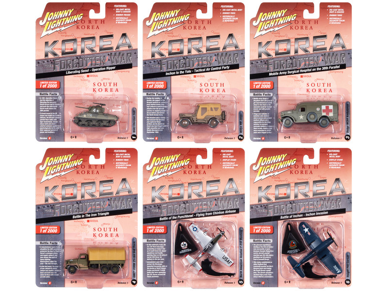 Korea The Forgotten War Military Set B of 6 pieces 2023 Release 1 Limited Edition to 2000 pieces Worldwide Diecast Models Johnny Lightning JLML009B