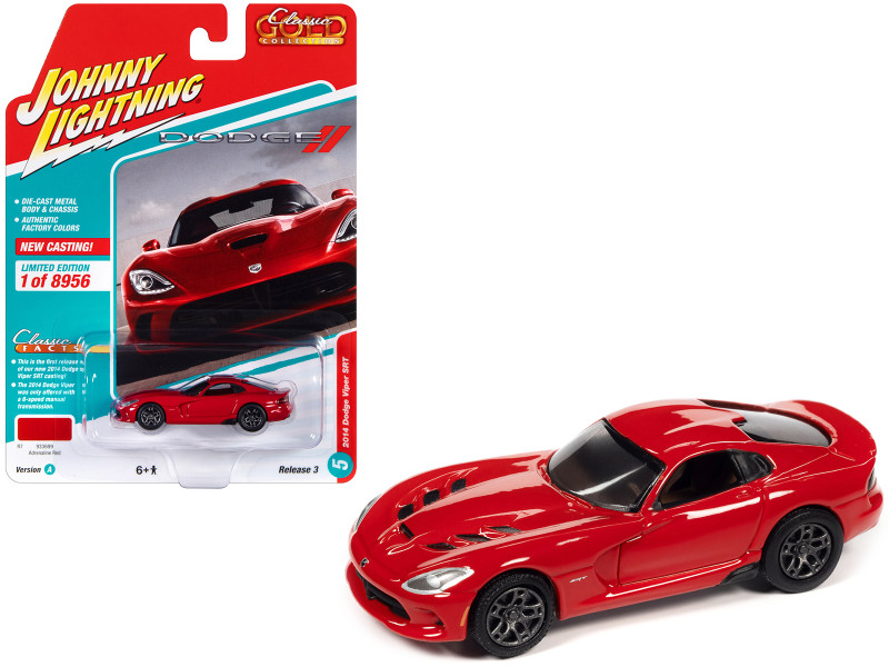 2014 Dodge Viper SRT Adrenaline Red Classic Gold Collection Series Limited Edition to 8956 pieces Worldwide 1/64 Diecast Model Car Johnny Lightning JLCG030-JLSP282A
