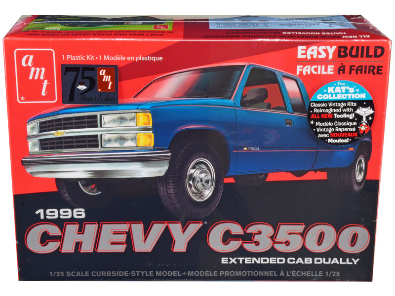 Skill 2 Model Kit 1996 Chevrolet C3500 Extended Cab Dually Pickup Truck Easy Build 1/25 Scale Model AMT AMT1409M