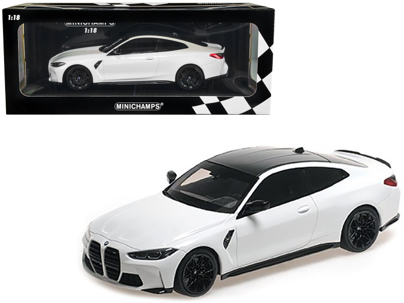 2020 BMW M4 White with Carbon Top Limited Edition to 720 pieces Worldwide 1/18 Diecast Model Car Minichamps 155020122