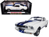 1965 Ford Mustang Shelby GT350R White Blue Stripes Printed Carroll Shelby's Signature on the Roof 1/18 Diecast Model Car Shelby Collectibles SC168-1