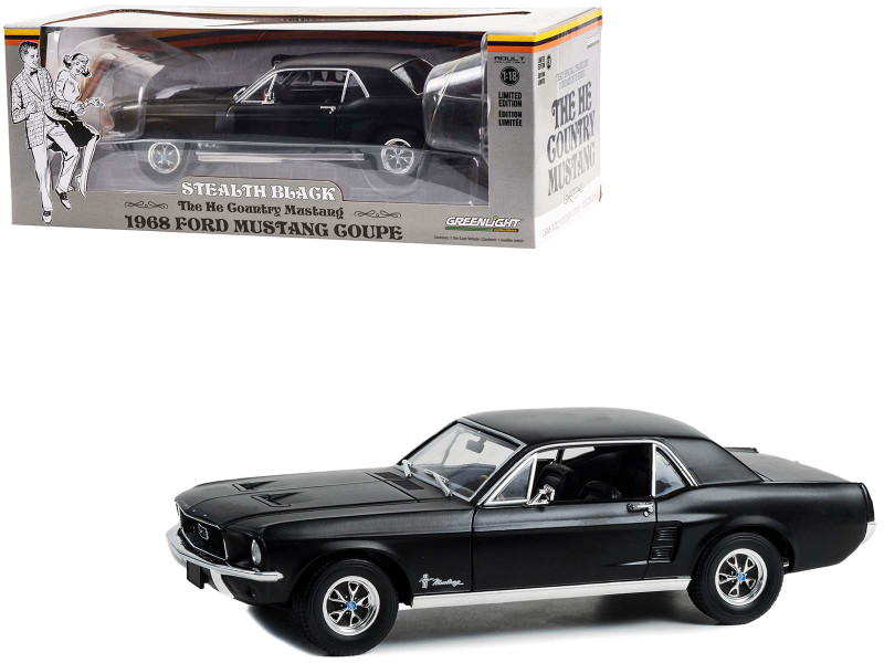 1968 Ford Mustang Coupe Stealth Black He Country Special Bill Goodro Ford Denver Colorado 1/18 Diecast Car Model Greenlight 13661