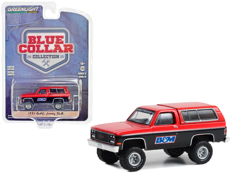 1991 GMC Jimmy SLE Red and Black B&M Racing Blue Collar Collection Series 12 1/64 Diecast Model Car Greenlight 35260D