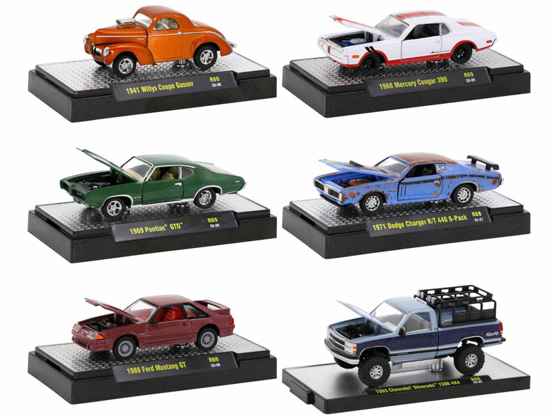 Auto Meets Set of 6 Cars IN DISPLAY CASES Release 69 Limited Edition 1/64 Diecast Model Cars M2 Machines 32600-69