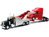 Peterbilt 379 Tow Truck Black with Peterbilt 387 Truck Tractor Red Set of 2 pieces 1/32 Diecast Model New Ray SS-12053A