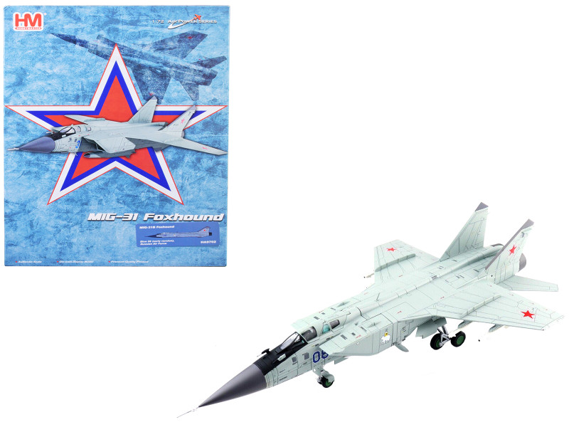 Mikoyan MiG 31B Foxhound Aircraft Blue 08 Russian Air Force Air Power Series 1/72 Diecast Model Hobby Master HA9702