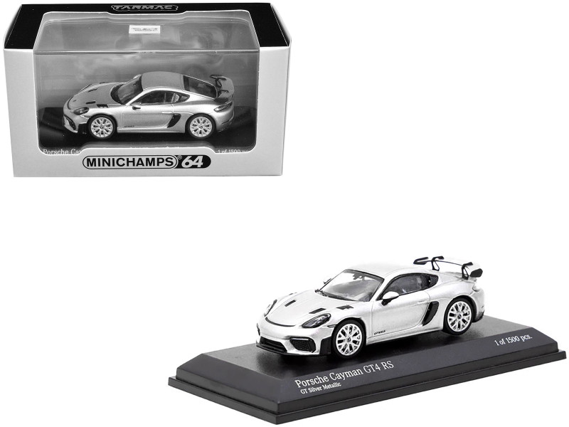 Porsche Cayman GT4 RS Silver Metallic Limited Edition to 1500 pieces Worldwide 1/64 Diecast Model Car Minichamps & Tarmac Works 643062006