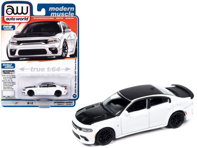 Voiture Miniature Auto World 1/64 Dodge Charger SRT 2021 - White Knuckle - Neuf