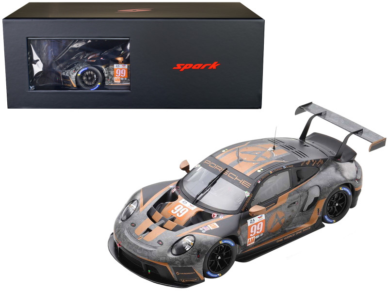 Porsche 911 RSR 19 #99 Andrew Haryanto Alessio Picariello Martin Rump Hardpoint Motorsport GTE Am 24 Hours of Le Mans 2022 with Acrylic Display Case 1/18 Model Car Spark 18S825