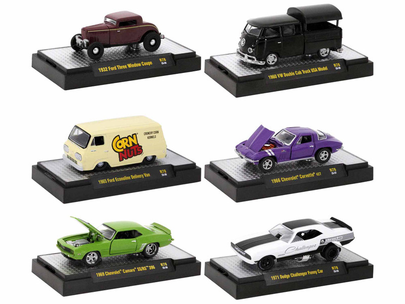 Auto Thentics 6 piece Set Release 78 IN DISPLAY CASES Limited Edition 1/64 Diecast Model Cars M2 Machines 32500-78