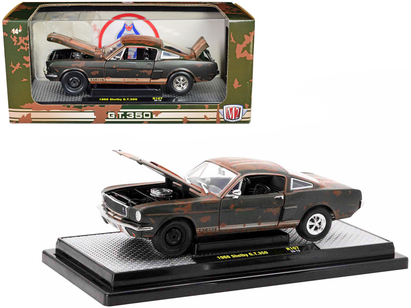 1966 Shelby GT350 Ivy Green with Wimbledon White Stripes Rusted Limited Edition to 5250 pieces Worldwide 1/24 Diecast Model Car M2 Machines 40300-107A