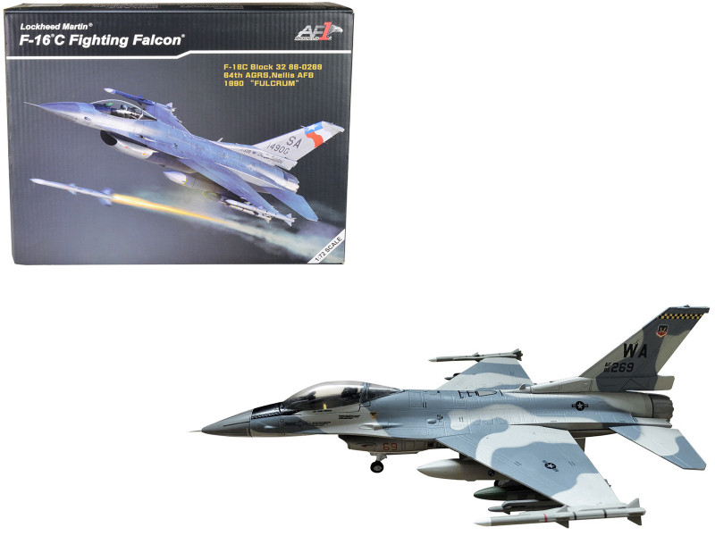 Lockheed Martin F 16C Fighting Falcon Fighter Aircraft 64th AGRS Nellis AFB United States Air Force 1990 1/72 Diecast Model Air Force 1 AF1-0006A