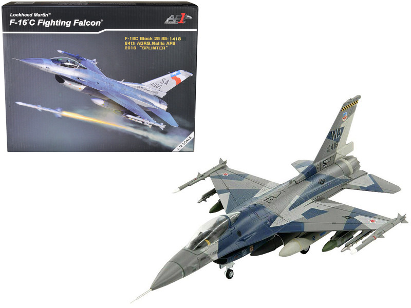 Lockheed Martin F 16C Fighting Falcon Fighter Aircraft Splinter 64th AGRS Nellis AFB United States Air Force 2016 1/72 Diecast Model Air Force 1 AF1-0006B