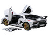 Lamborghini Aventador SVJ Bianco Asopo Pearl White with Gold Wheels 1/18 Model Car Autoart 79217