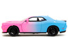 2015 Dodge Challenger SRT Hellcat Pink and Blue Pink Slips Series 1/24 Diecast Model Car Jada 34658