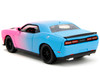 2015 Dodge Challenger SRT Hellcat Pink and Blue Pink Slips Series 1/24 Diecast Model Car Jada 34658