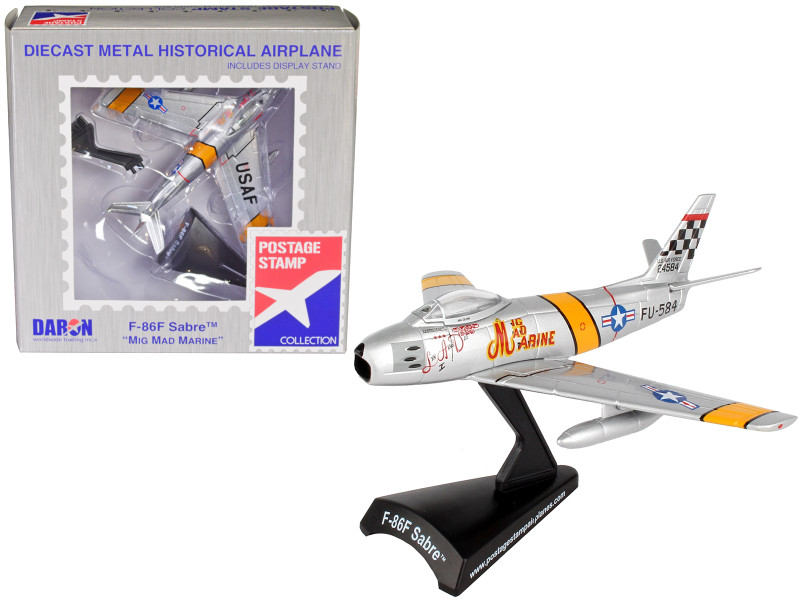 North American F 86F Sabre Fighter Aircraft Mig Mad Marine United States Air Force 1/110 Diecast Model Airplane Postage Stamp PS5361-3
