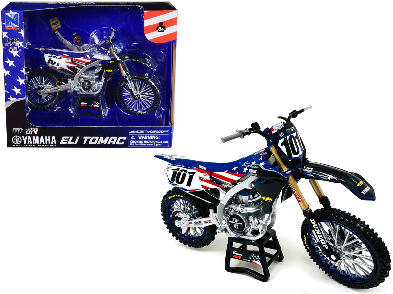 Yamaha YZ450F Dirt Bike Motorcycle #101 Eli Tomac American Flag Livery Motocross of Nations 1/12 Model New Ray 58423