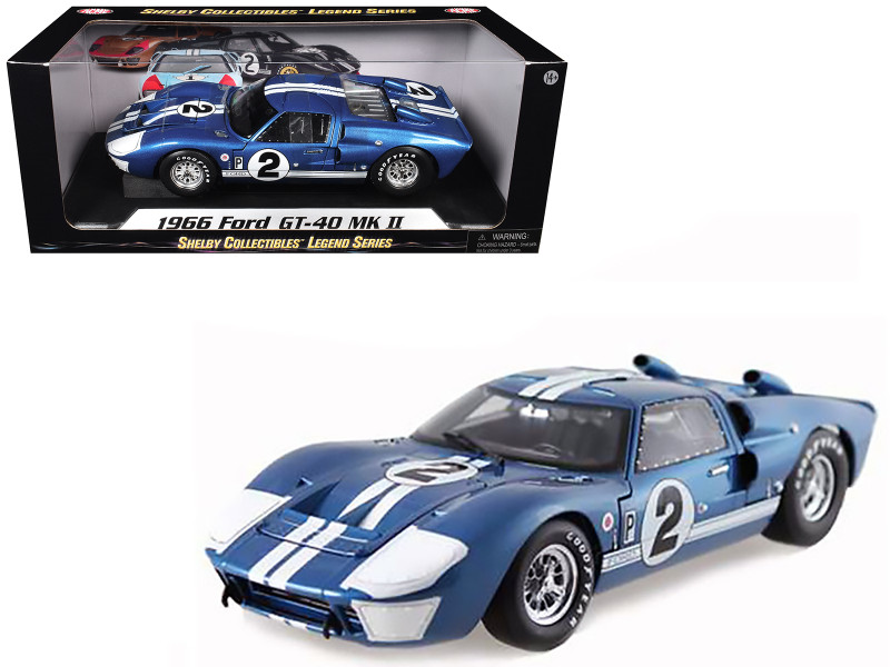 1966 Ford GT40 GT 40 Mark II #2 Blue 12 Hours of Sebring 1/18 Diecast Car Model Shelby Collectibles SC401
