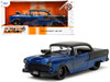 1955 Chevrolet Bel Air Blue Metallic and Black with Black Flames Bigtime Muscle Series 1/24 Diecast Model Car Jada 34721