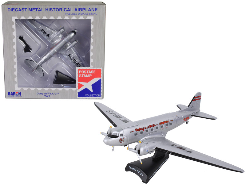 Douglas DC 3 Passenger Aircraft Trans World Airlines Victory is in the Air 1/144 Diecast Model Airplane Postage Stamp PS5559-4