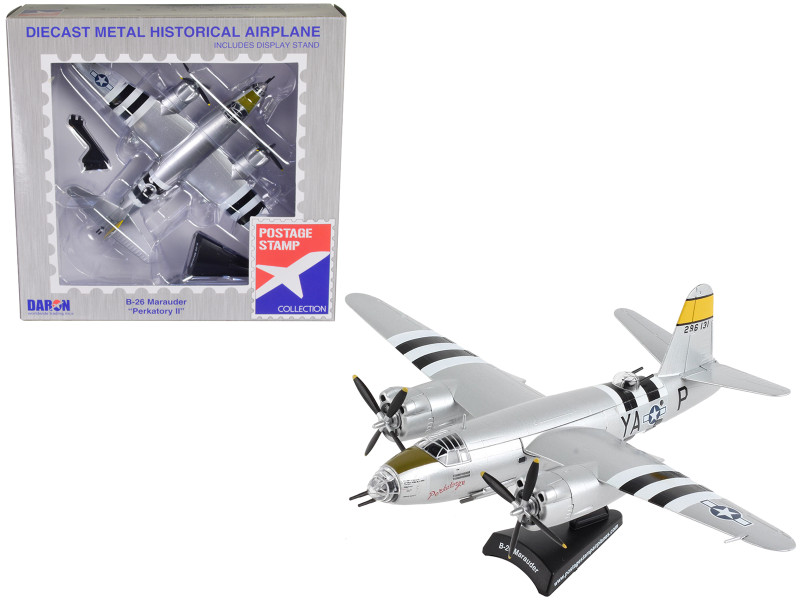 Martin B 26 Marauder Bomber Aircraft Perkatory II 386th Bomb Group 555th Bomb Squadron United States Army Air Forces 1/107 Diecast Model Airplane Postage Stamp PS5562-3
