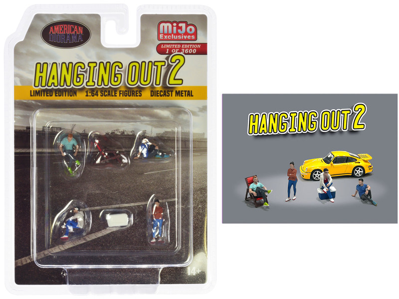 Hanging Out 2 6 piece Diecast Figure Set 4 Figures 1 Seat 1 Cooler Limited Edition to 3600 pieces Worldwide for 1/64 scale models American Diorama