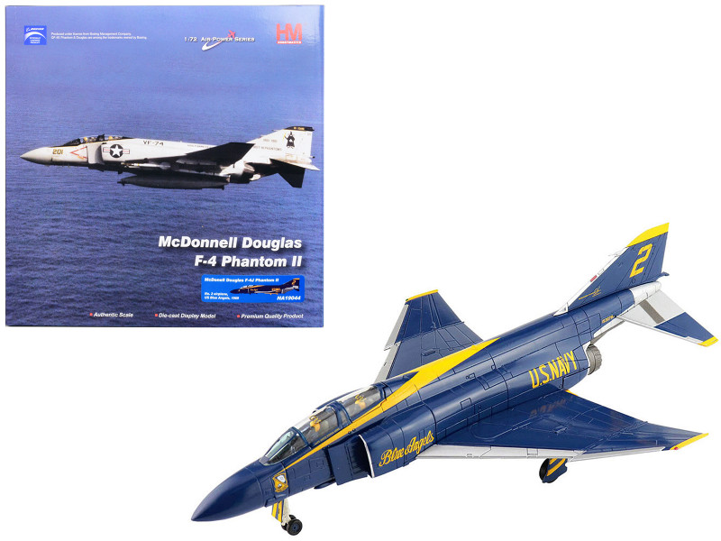 McDonnell Douglas F 4J Phantom II Fighter Aircraft Blue Angels #2 United States Navy 1969 Air Power Series 1/72 Diecast Model Hobby Master HA19044