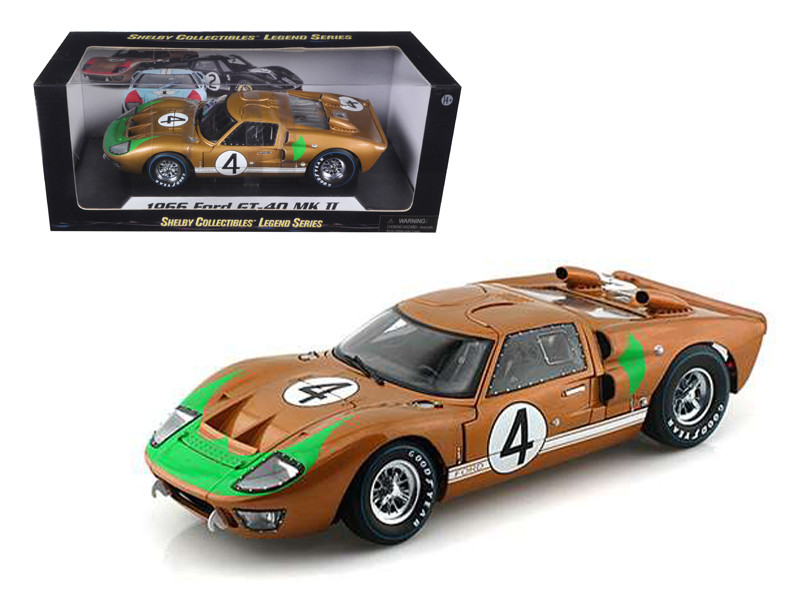 1966 Ford GT-40 MK 2 Gold #4 1/18 Diecast Car Model Shelby Collectibles SC414 