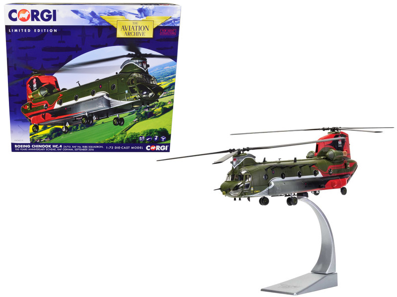 Boeing Chinook HC 4 Helicopter ZA712 RAF No 18 B Squadron 100 Years Anniversary Scheme RAF Odiham September 2016 Royal Air Force The Aviation Archive Series 1/72 Diecast Model Corgi AA34215