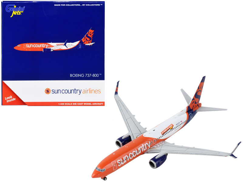 Boeing 737 800 Commercial Aircraft Sun Country Airlines Orange and Blue with White 1/400 Diecast Model Airplane GeminiJets GJ1960