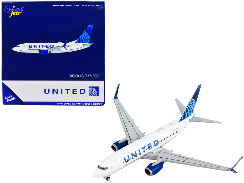 Boeing 737 700 Commercial Aircraft United Airlines White with Blue 1/400 Diecast Model Airplane GeminiJets GJ2024