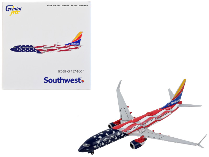 Boeing 737 800 Commercial Aircraft Southwest Airlines Freedom One United States Flag Livery 1/400 Diecast Model Airplane GeminiJets GJ2039