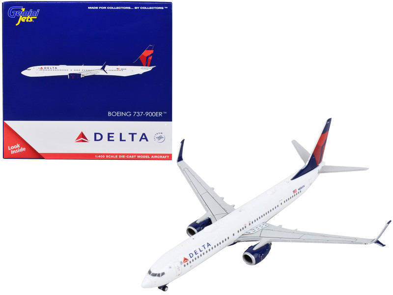 Boeing 737 900ER Commercial Aircraft Delta Airlines White with Blue and Red Tail 1/400 Diecast Model Airplane GeminiJets GJ2102