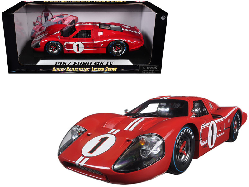 1967 Ford GT MK IV #1 Red 1/18 Diecast Model Car Shelby Collectibles SC423