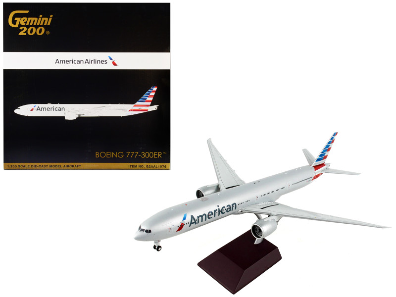 Boeing 777 300ER Commercial Aircraft American Airlines Silver Gemini 200 Series 1/200 Diecast Model Airplane GeminiJets G2AAL1076