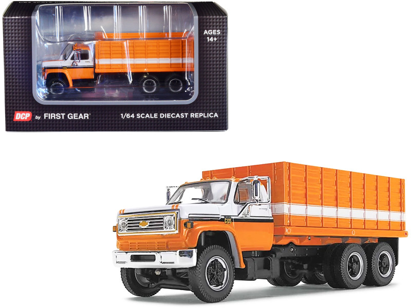 1970 Chevrolet C65 Grain Truck Orange and White 1/64 Diecast Model DCP/First Gear 60-1670